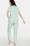 Zivame Summer Treat Knit Poly Pyjama Set - Pastel Green — thumbnail 2